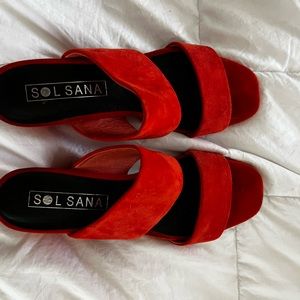 Sol Sana red block heel sandal slide - 37
